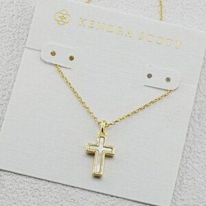 Kendra Scott Mother-of-Pearl Cross Gold Pendant Necklace